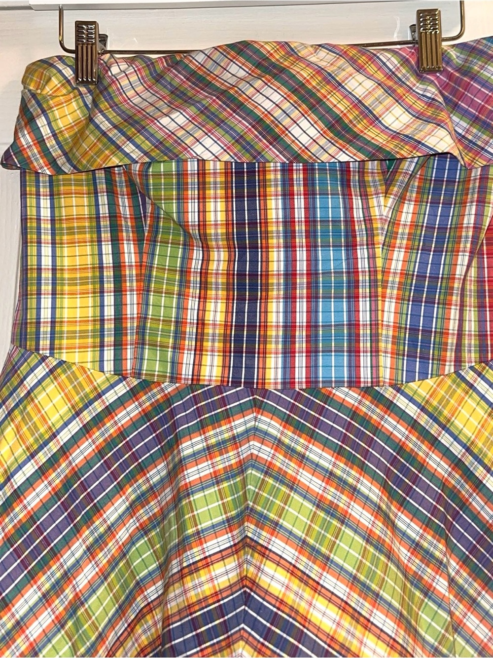 Vintage Ralph Lauren MADRAS Multicolor Plaid Strapless Mini Dress - Picture 3 of 8